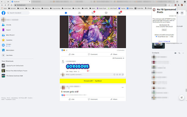 No FB Sponsored Posts  from Chrome web store to be run with OffiDocs Chromium online