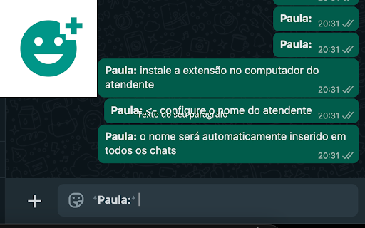 Nome de Atendente no Whatsapp  from Chrome web store to be run with OffiDocs Chromium online