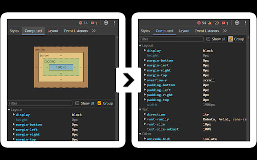 No Metrics Pane (slimmer DevTools)  from Chrome web store to be run with OffiDocs Chromium online