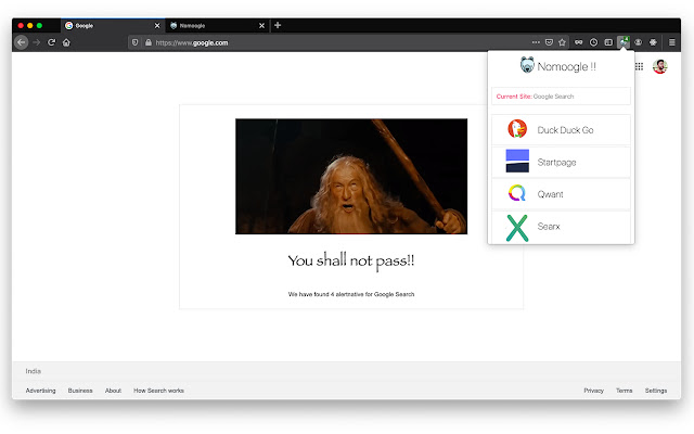 Nomoogle  from Chrome web store to be run with OffiDocs Chromium online