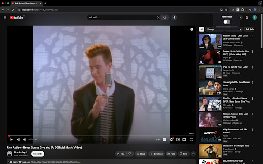 NoMoRecs  from Chrome web store to be run with OffiDocs Chromium online