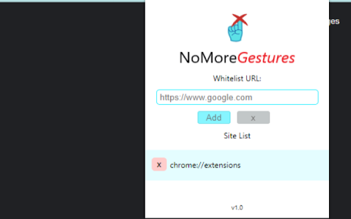 No More Gestures  from Chrome web store to be run with OffiDocs Chromium online