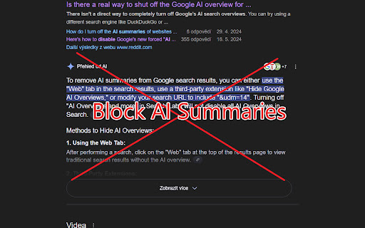 No More Google AI Overviews  from Chrome web store to be run with OffiDocs Chromium online