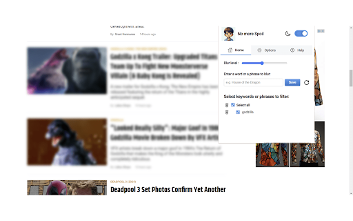 No More Spoil : Blur elements on web pages  from Chrome web store to be run with OffiDocs Chromium online