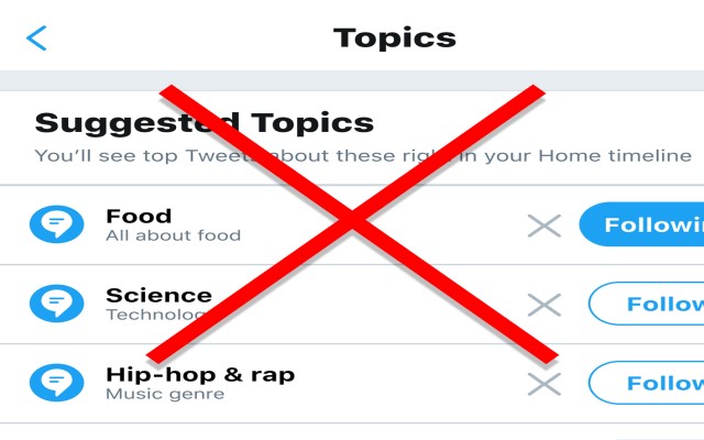 No More Twitter Topics  from Chrome web store to be run with OffiDocs Chromium online