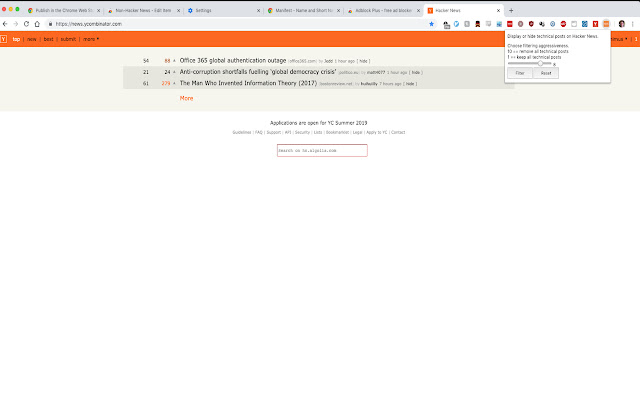 Non Hacker News  from Chrome web store to be run with OffiDocs Chromium online
