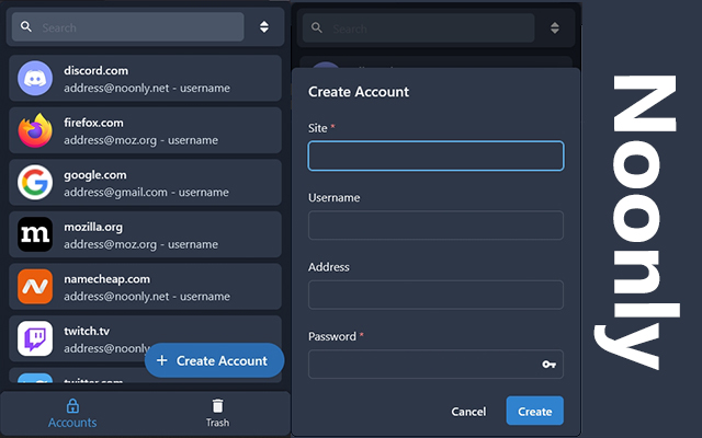 Noonly Password Manager  from Chrome web store to be run with OffiDocs Chromium online