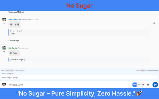 No Sugar Translator  from Chrome web store to be run with OffiDocs Chromium online