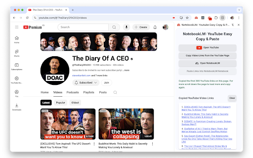 NotebookLM: Youtube Easy Copy  Paste  from Chrome web store to be run with OffiDocs Chromium online
