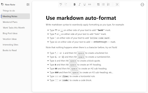 Notebook: Quick and Simple Notes  from Chrome web store to be run with OffiDocs Chromium online