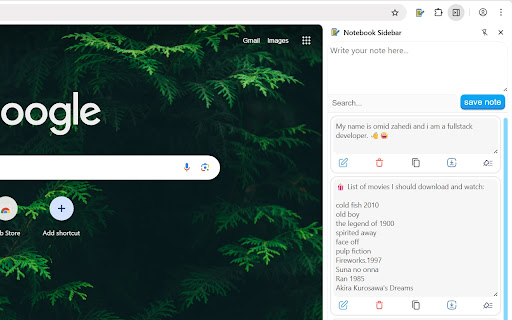Notebook Sidebar  from Chrome web store to be run with OffiDocs Chromium online