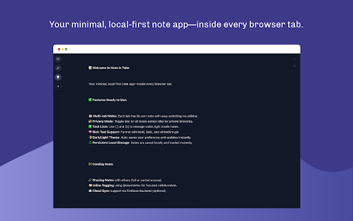 Note in Tabs  from Chrome web store to be run with OffiDocs Chromium online