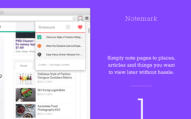 Notemark — Quick note web pages to view later  from Chrome web store to be run with OffiDocs Chromium online