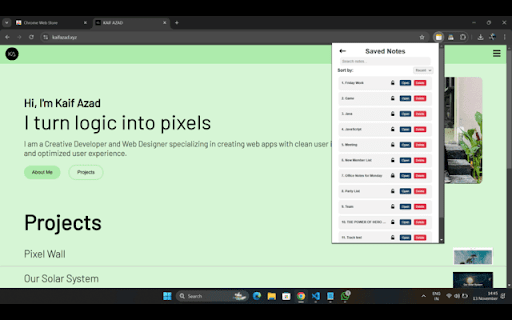 Notes for Chrome  from Chrome web store to be run with OffiDocs Chromium online