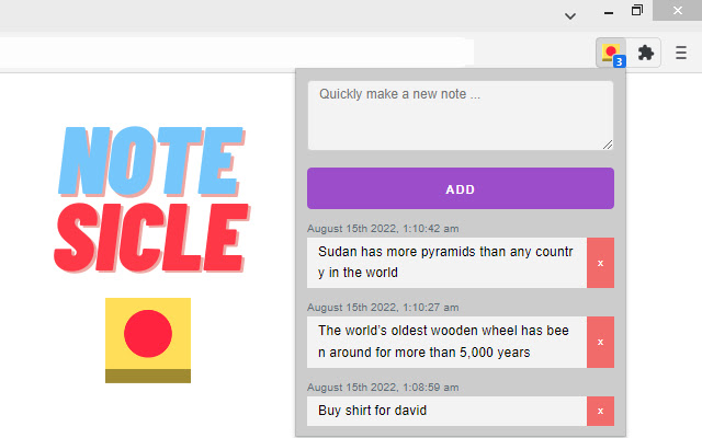 Notesicle | Make a quick note  from Chrome web store to be run with OffiDocs Chromium online