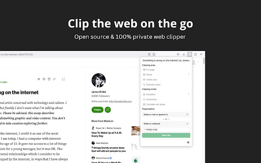 Notesnook Web Clipper  from Chrome web store to be run with OffiDocs Chromium online