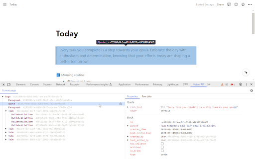 Notespector – DevTools for Notion API  from Chrome web store to be run with OffiDocs Chromium online