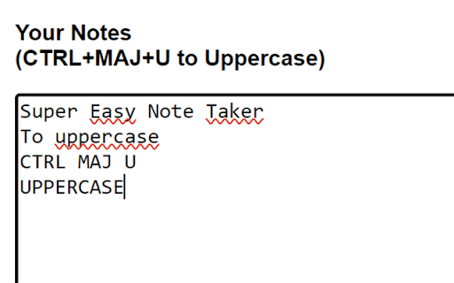 Note Taker and Ctrl+Shift+U To Uppercase  from Chrome web store to be run with OffiDocs Chromium online