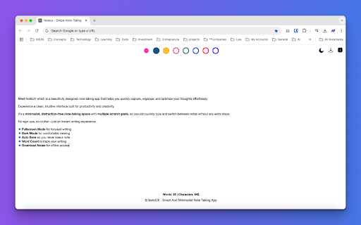 NoteUX Persistent Notepad on a new Tab  from Chrome web store to be run with OffiDocs Chromium online