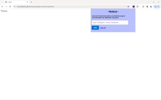 Notice be mindful of your screentime  from Chrome web store to be run with OffiDocs Chromium online