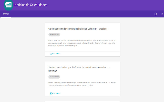 Noticias de Celebridades  from Chrome web store to be run with OffiDocs Chromium online