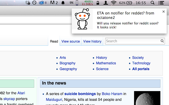 Notifier for Reddit  from Chrome web store to be run with OffiDocs Chromium online