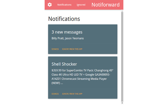 Notiforward  from Chrome web store to be run with OffiDocs Chromium online