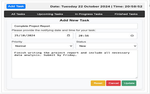 Notify Task  from Chrome web store to be run with OffiDocs Chromium online