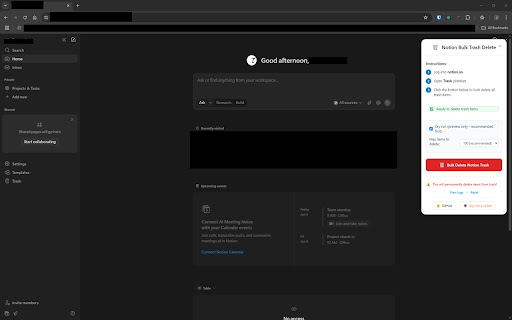 Notion Bulk Trash Delete  from Chrome web store to be run with OffiDocs Chromium online