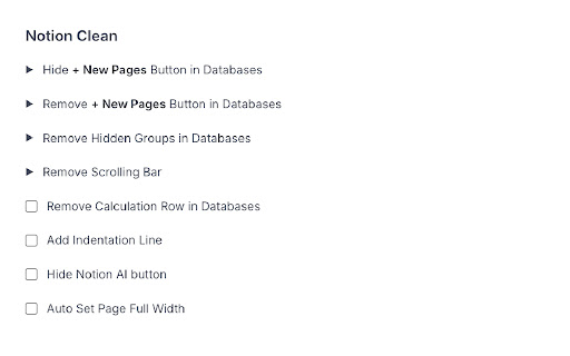 Notion clean  from Chrome web store to be run with OffiDocs Chromium online
