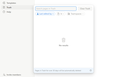 Notion Clear Trash  from Chrome web store to be run with OffiDocs Chromium online