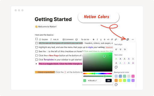 Notion Colors: Customize Colors in Notion  from Chrome web store to be run with OffiDocs Chromium online