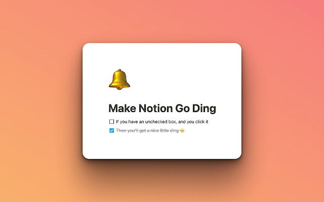 Notion Ding!  from Chrome web store to be run with OffiDocs Chromium online