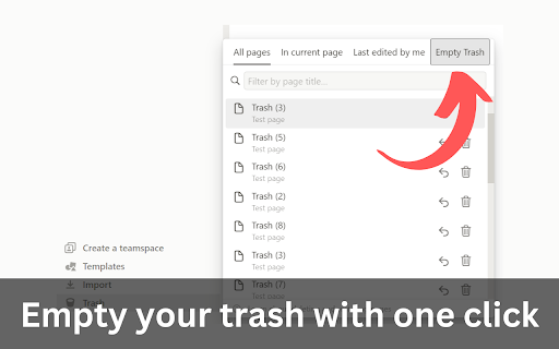 Notion Empty Trash  from Chrome web store to be run with OffiDocs Chromium online
