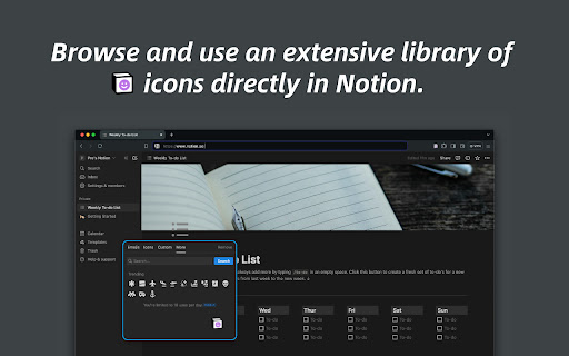 Notionicon  from Chrome web store to be run with OffiDocs Chromium online