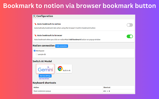 NotionMark AI Bookmark to notion  from Chrome web store to be run with OffiDocs Chromium online