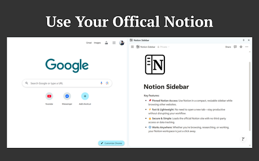 Notion Sidebar  from Chrome web store to be run with OffiDocs Chromium online