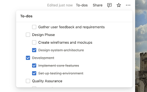 Notion To dos  from Chrome web store to be run with OffiDocs Chromium online