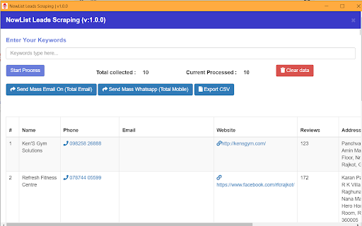 NowList Leads Scraping  from Chrome web store to be run with OffiDocs Chromium online