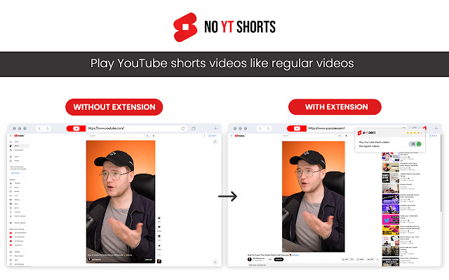 No Youtube Shorts w/ Desktop UI  from Chrome web store to be run with OffiDocs Chromium online