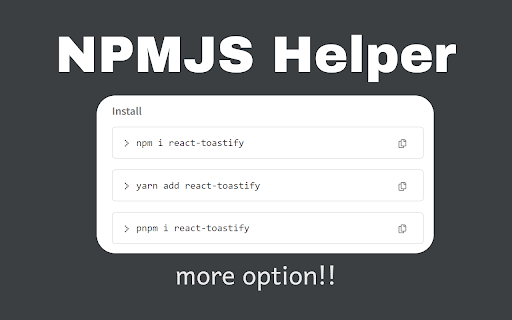 npmjs helper  from Chrome web store to be run with OffiDocs Chromium online
