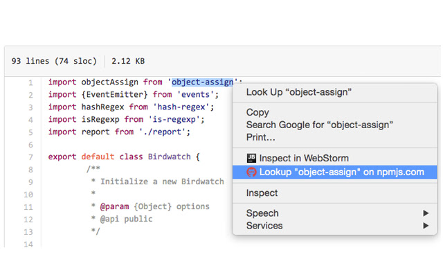 npm lookup  from Chrome web store to be run with OffiDocs Chromium online
