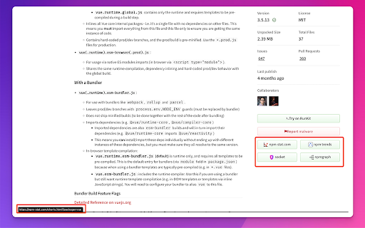 npm stat  from Chrome web store to be run with OffiDocs Chromium online