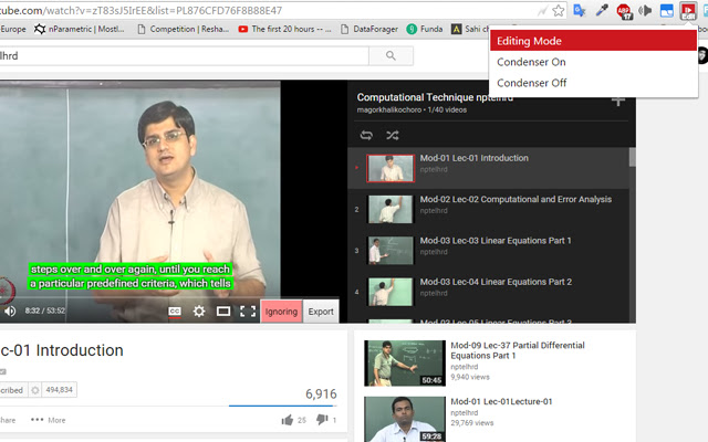 NPTEL Condenser  from Chrome web store to be run with OffiDocs Chromium online