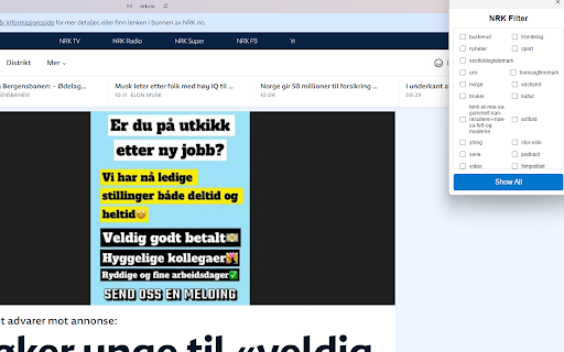 NRK Filter  from Chrome web store to be run with OffiDocs Chromium online