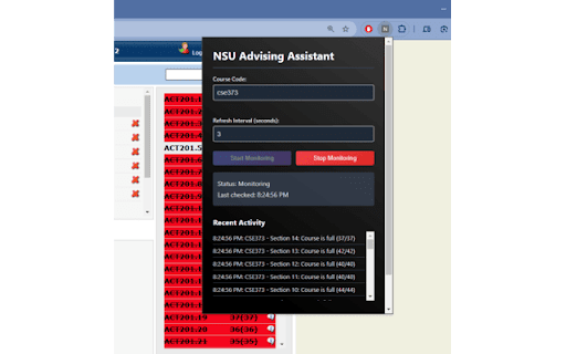 NSU Advising Assistant  from Chrome web store to be run with OffiDocs Chromium online