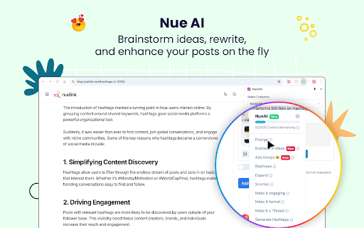 Nuelink: Social Media Management Tool  from Chrome web store to be run with OffiDocs Chromium online