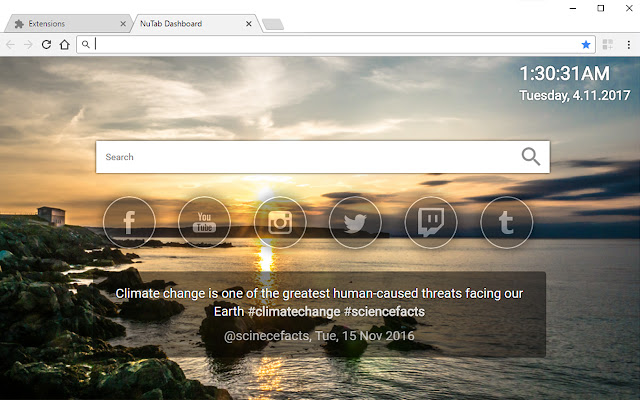 NuTab Dashboard  from Chrome web store to be run with OffiDocs Chromium online