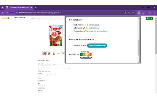 Nutri Nudge  from Chrome web store to be run with OffiDocs Chromium online