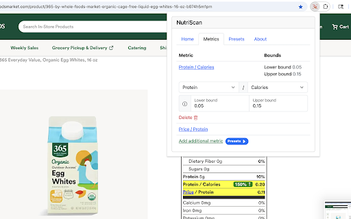 NutriScan  from Chrome web store to be run with OffiDocs Chromium online